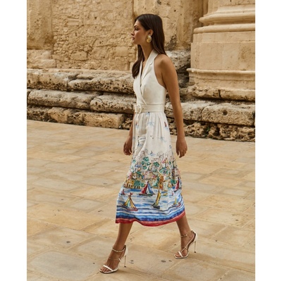 澳大利亚轻奢RV挂脖露背连衣裙