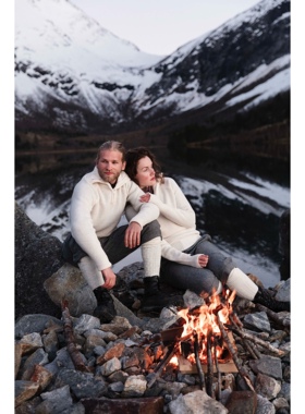 无性别 挪威户外UL 复古华夫格半高拉链针织衫毛衣