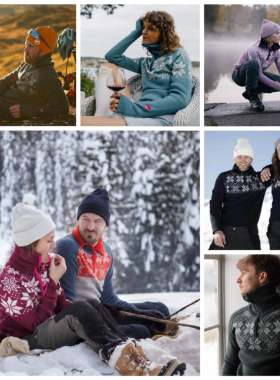 无性别 挪威户外UL 100%羊毛 复古雪柄提花半高拉链针织衫 毛衣