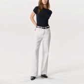 女款 $439 Logan 纽约轻奢R&B 垂感舒适老钱风白色阔腿牛仔裤