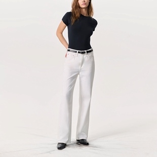 纽约轻奢R&B 女款 $439 Logan 垂感舒适老钱风白色阔腿牛仔裤