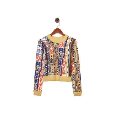 巴黎设计师C抽象撞色羊毛针织衫