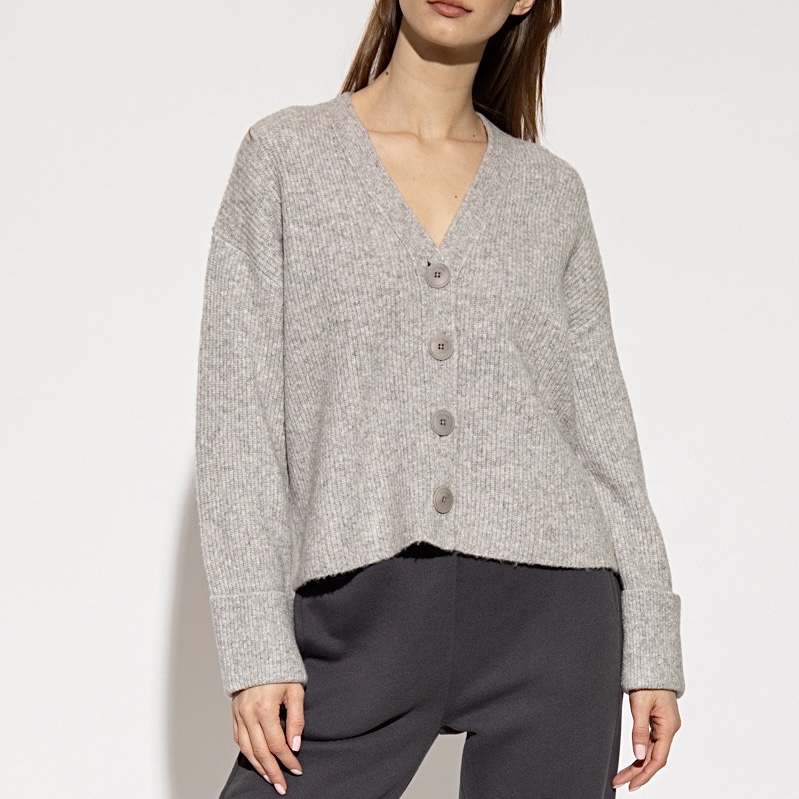 纽约轻奢KS羊毛罗纹挽袖针织开衫