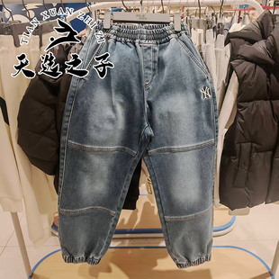 休闲束脚牛仔长裤 男女童时尚 7ADPB0756 25秋冬新款 MLB儿童国内代购