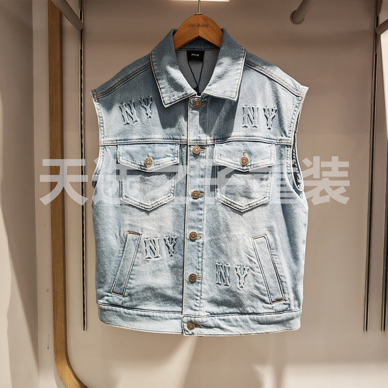 MLB儿童休闲字母老花牛仔马甲