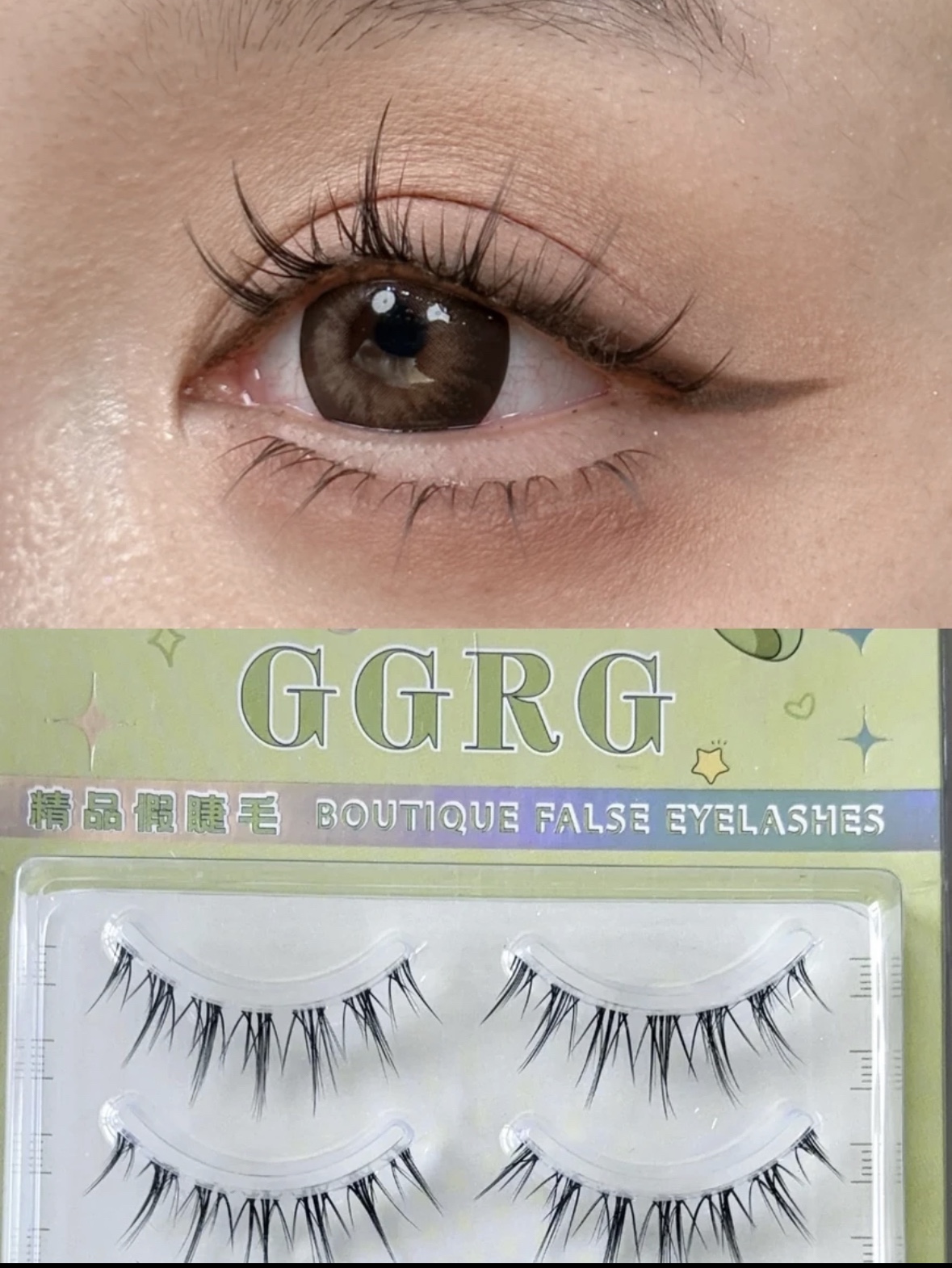 GGRG假睫毛M18 小恶魔卷翘加粗整条透明梗高品质裸妆日系女款手工