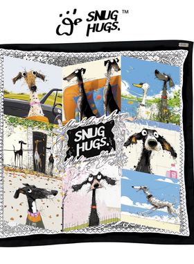snughugs狗狗方巾尖尖嘴丝巾原创设计黑可爱搭配宠物卡通图案领巾