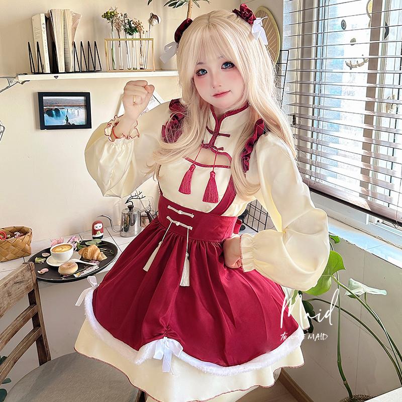 春季 新中式女仆装cosplay服国风新春元宵Lolita可爱大尺码洋装 模玩/动漫/周边/娃圈三坑/桌游 Cosplay女装/cos女装 原图主图