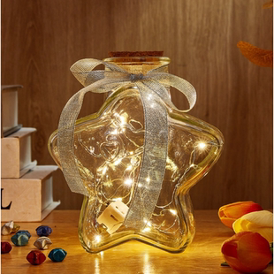 星星瓶子DIY幸运五角星玻璃瓶木塞漂流瓶彩虹瓶许愿瓶创意星空瓶