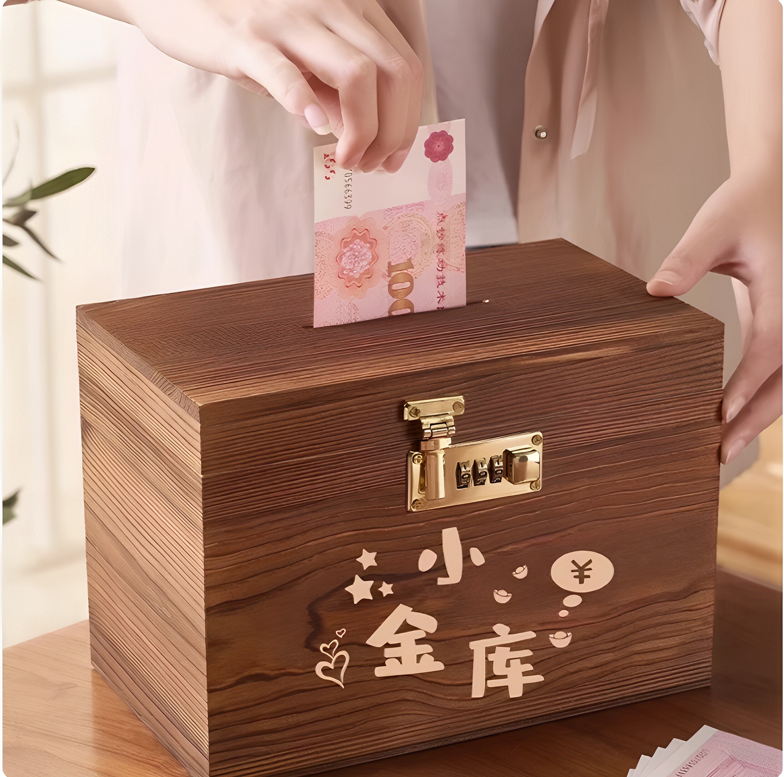 儿童存钱罐2026新款密码锁男孩女孩只进不出实木头储蓄保险箱爆款