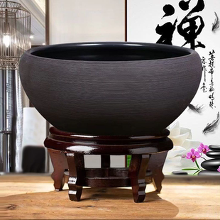 景德镇陶瓷鱼缸中式 古法养鱼缸庭院生态缸水培无孔铜钱草碗莲花盆