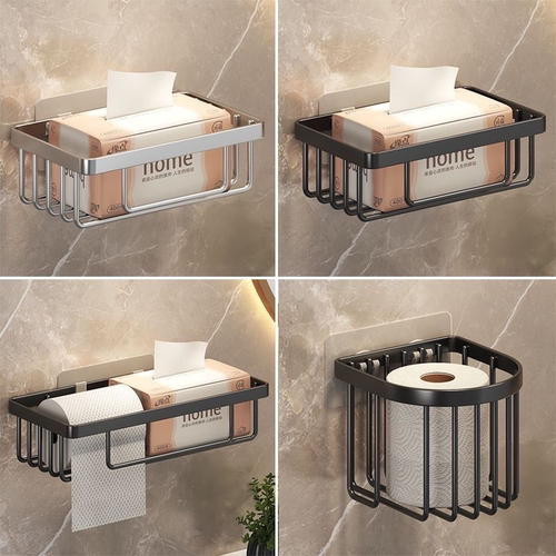 免打孔厕所纸巾架手纸抽纸盒卷纸架浴室网篮壁挂式卫生纸架厕纸盒