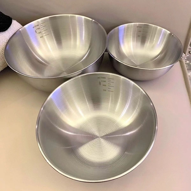 【带刻度】不锈钢料理盆碗带刻度打蛋和面沙拉凉拌水果烘焙冷面碗