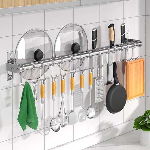 豪华厨房挂钩打孔免打孔多功能刀架壁挂式置物架新款家用锅盖架子