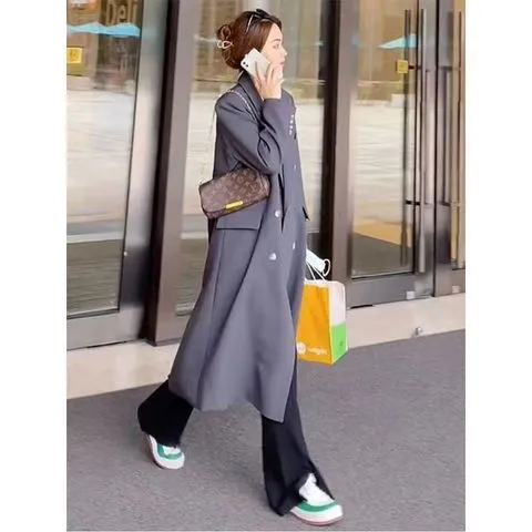 风衣大衣中长款修身西服女休闲新款2025长款西装英伦风外套春秋