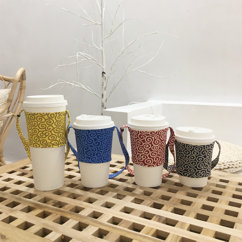 环保饮料提袋帆布手提袋斜挎杯套奶茶杯套咖啡套小兜兜