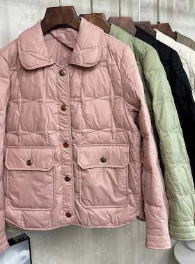 超好看轻薄羽绒服女短款小个子时尚洋气白鸭绒翻领保暖宽松外套冬