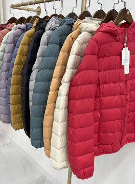 时尚外套轻便轻薄羽绒服女立领2024韩版修身显瘦连帽短款大码冬装