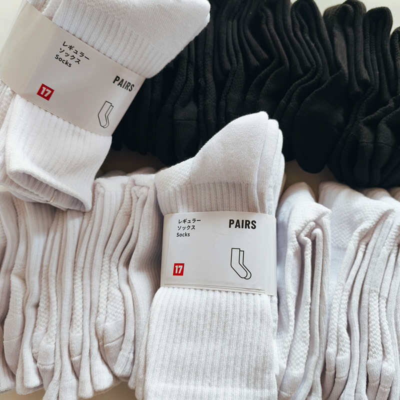 秋冬中筒男女毛巾底袜子高筒按摩底运动袜篮球袜长筒纯色纯棉透气