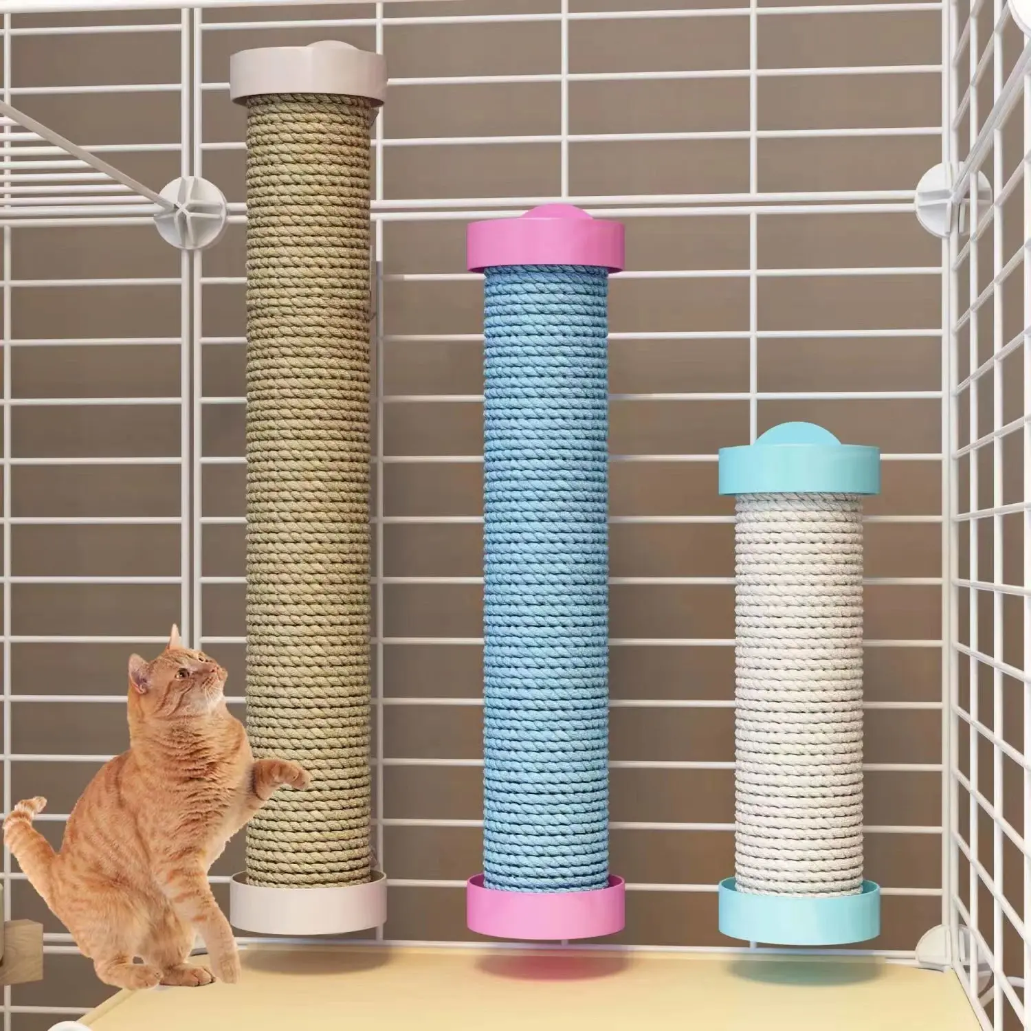 猫笼子专用爬梯 立式剑麻猫抓柱子磨爪麻绳猫绳爬架猫咪抓板玩具