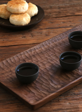 不凡木逸中式家用干泡茶盘黑胡桃复古风茶托盘实木茶台茶具收纳盘