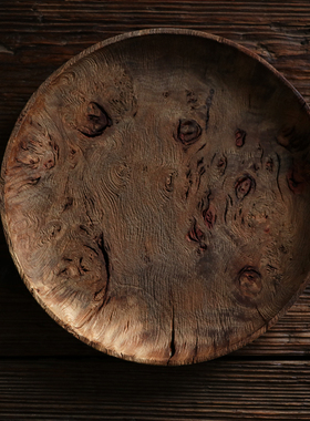 不凡木逸诧寂风茶盘中式复古托盘干泡茶盘文盘圆形壶承茶具收纳盘