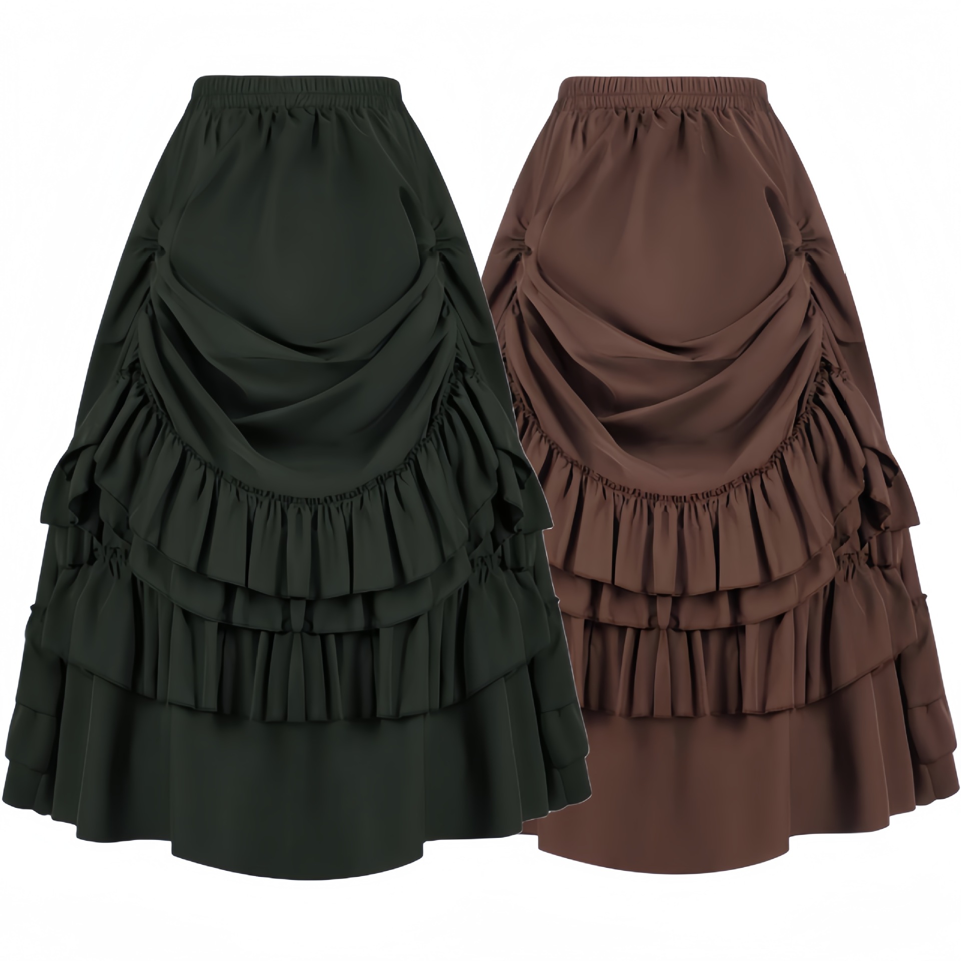 亚马逊外贸爆款中世纪文艺复兴褶皱长裙 哥特式维多利亚半身裙女