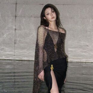 2026年新款时尚性感连体长裙度假泳衣显瘦高级感泡温泉海边泳装女