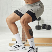 套装 男健身跑步速干三分训练短裤 5222 高弹运动裤 维特客假两件美式