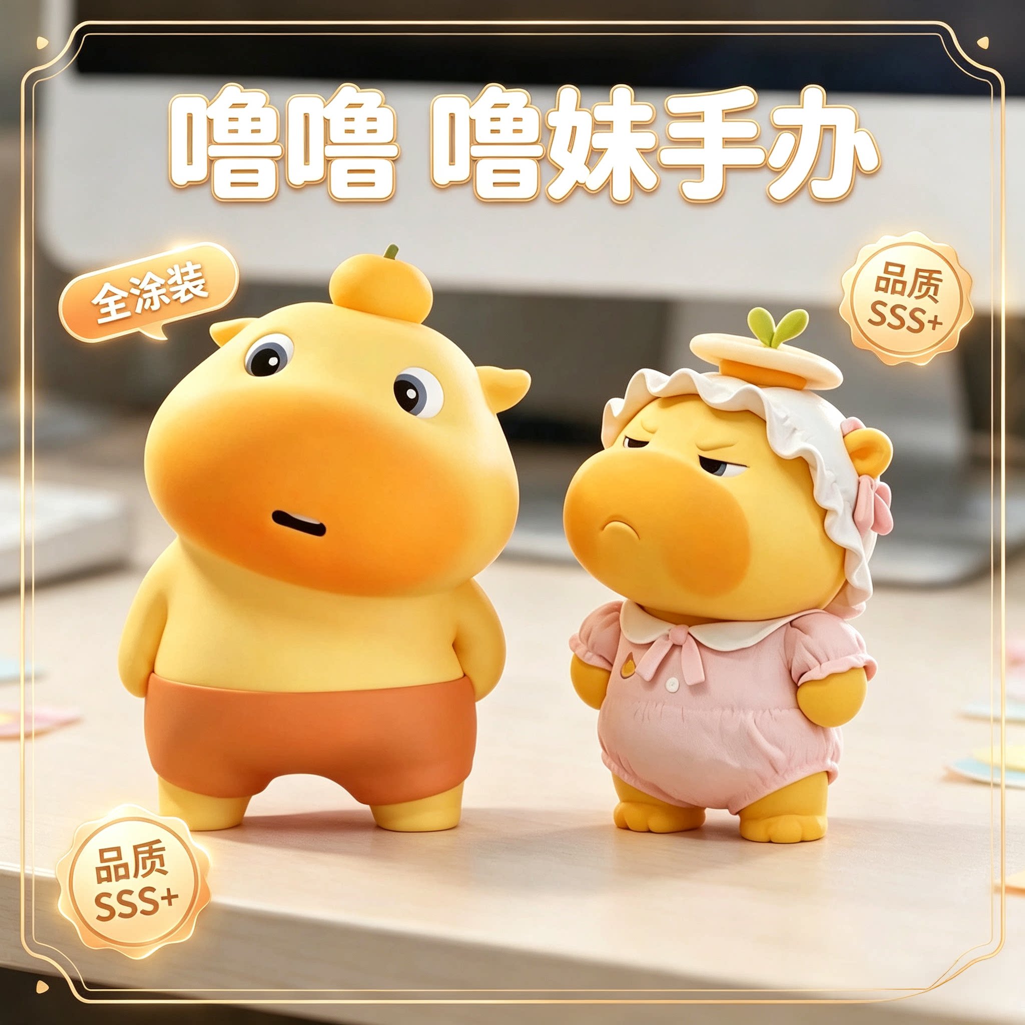 新品噜噜全涂装噜妹手办可爱表情包公仔桌面机箱车载摆件模型礼物