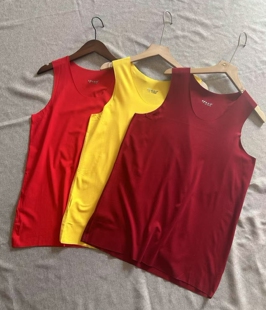 无痕高弹螺纹莫代尔大红背心男士跨栏黄坎肩打底男本命年内裤背心