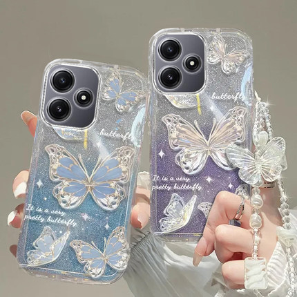 红米note12R手机壳红米note 13透明11蝴蝶套全包PRO+防摔E潮奢华14高档10手链8闪粉9男女10a潮7薄5款新redmi