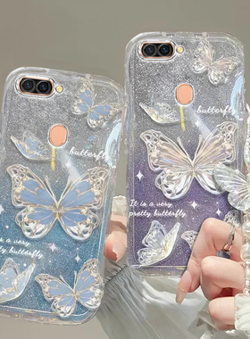 oppor11/r11plus/r11s/r11splus手机壳透明软套全包r11/r11plus防摔可爱硅胶潮奢华高档蝴蝶手链