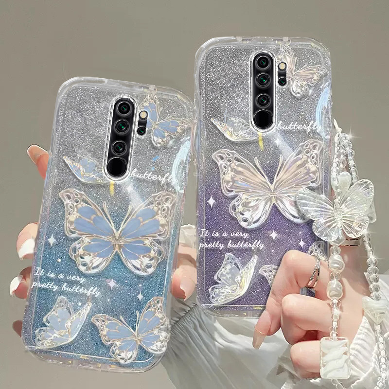 红米note8PRO手机壳红米note 13透明12蝴蝶套全包+防摔T潮4奢华14高档11手链9闪粉10男女10a潮7薄5款6新redmi