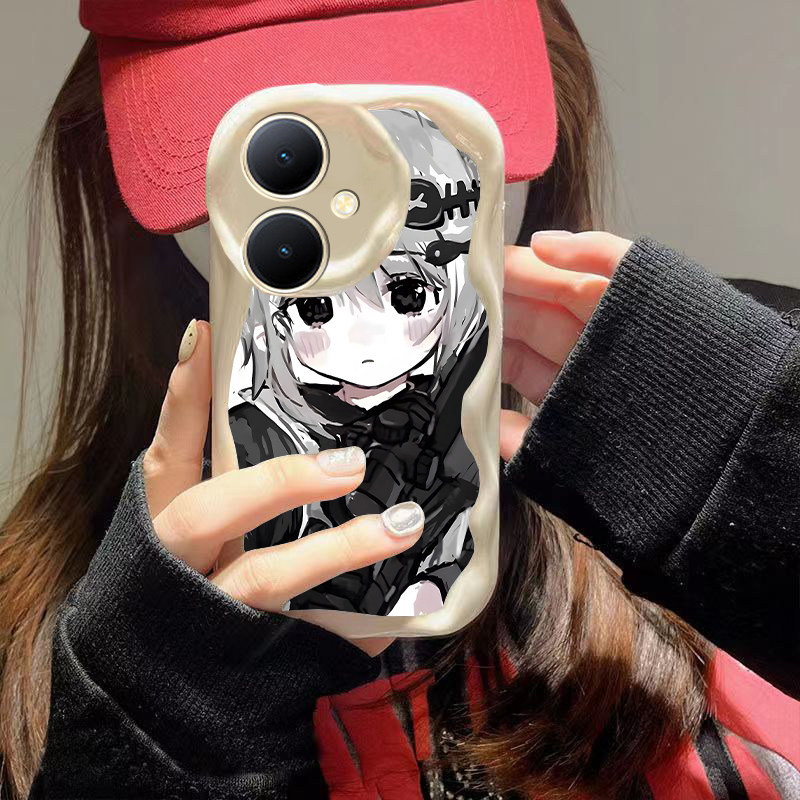 防摔硅胶奶油波浪猫耳女孩