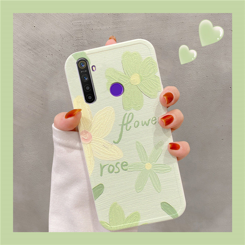 RealmeQ手机壳闺蜜小花油画可爱创意全包潮牌款仙女清新真我Q超薄