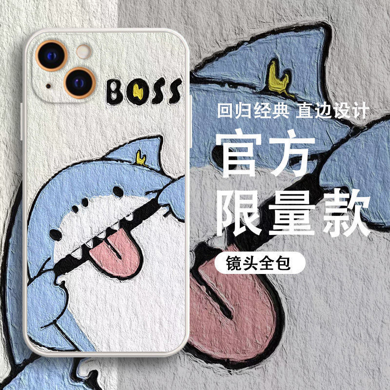 透明淘气鲨鱼柴犬熊猫手机壳可爱