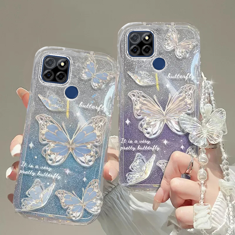 Realme真我Q2i手机壳Realme Q透明Q3蝴蝶Q5套25全包X2防摔X7潮V3新V11高档V15手链V60闪粉V23大师V30狂欢V50