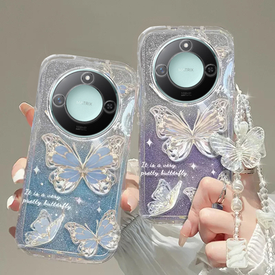 荣耀x60手机壳荣耀x10透明x30蝴蝶x50套x40全包pro防摔60潮8x奢华9x高档手链80闪粉100款40新50软70女honor