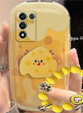 oppok10活力版手机壳可爱黄色奶酪卡k10活力版通适用新款防摔硅胶软女创意全包气垫保护套