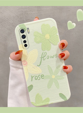 OPPO A91手机壳闺蜜小花油画可爱创意全包OPPOA91仙女清新PCPM00