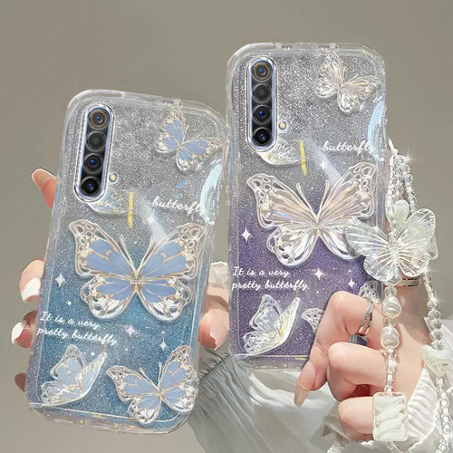 Realme真我x50手机壳Realme Q透明Q2蝴蝶Q3套23全包X防摔X2潮Q5新V5高档13手链V50闪粉20大师v25狂欢V30薄v60