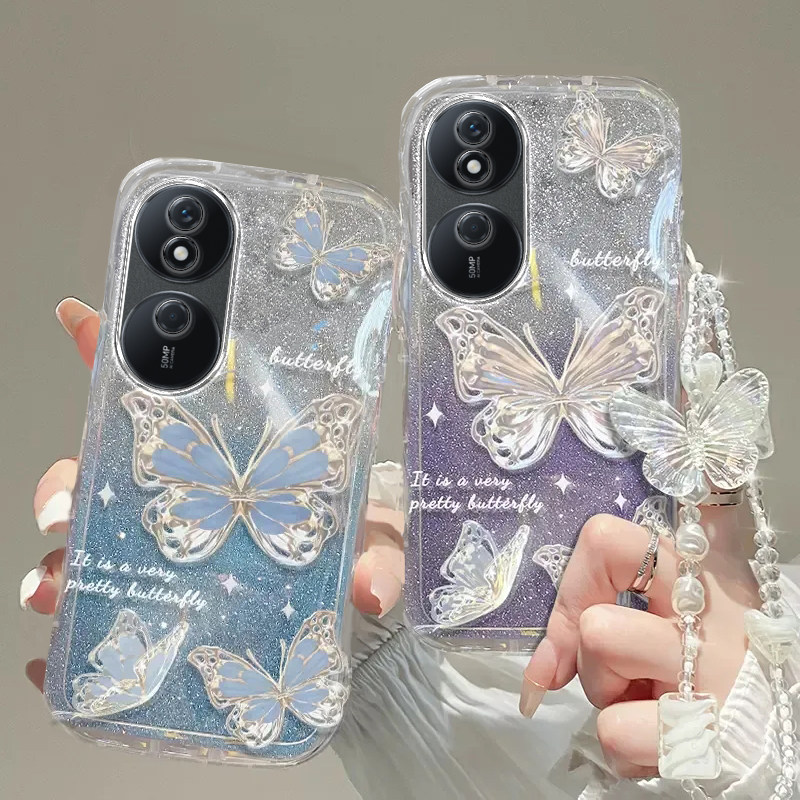 荣耀play8T手机壳荣耀play 3透明蝴蝶4套6全包pro防摔5潮note10奢华9高档C手链30闪粉100款40新50软70女honor