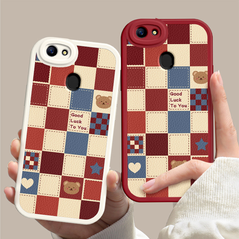 OPPOA79/A83/A91手机壳硅胶新款高档卡通可爱全包套保护套软格子熊A92S