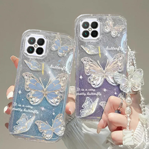 华为NZONE S7pro+手机壳智选NZONES7透明5G软套NZONE S7全包pro防摔可爱潮奢华高档蝴蝶手链闪粉