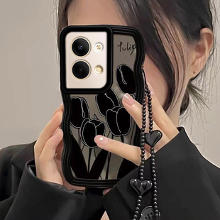 OPPOReno9手机壳OPPO reno10/8/7/6/se/5/4/3/pro/+/2/z全包波浪边女透明软硅胶磨砂防摔外壳套郁金香