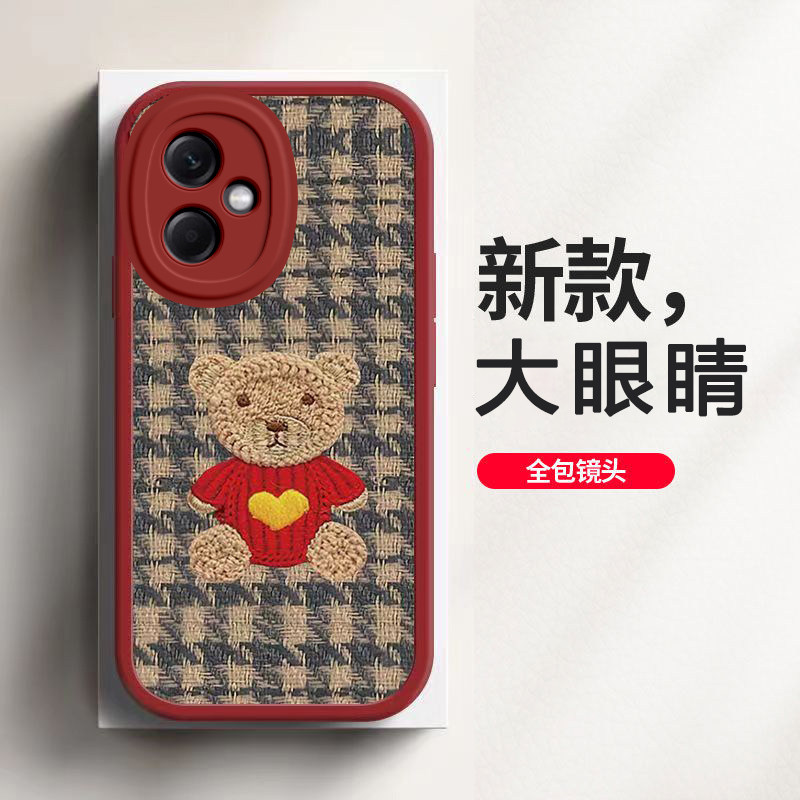 红米note12手机壳11/10/9/8/7/pro/+/10x/5G/a/4女新款全包保护套本命新年春节兔年红色毛衣熊可爱