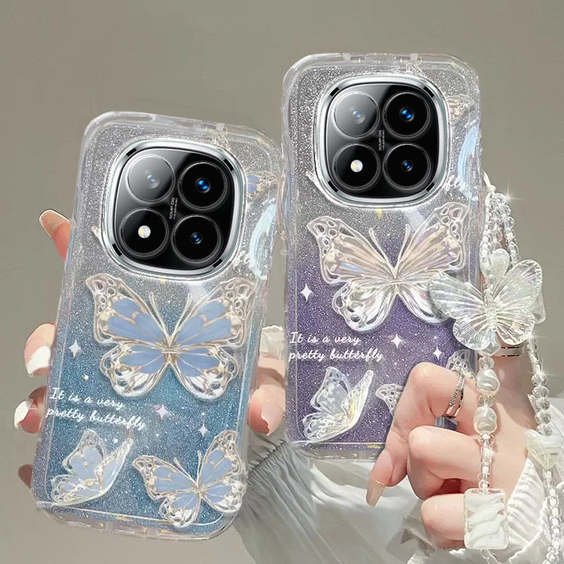红米note14PRO手机壳红米note 12透明11蝴蝶套全包+防摔E潮R奢华13高档10手链8闪粉9男女10a潮7薄5款新redmi