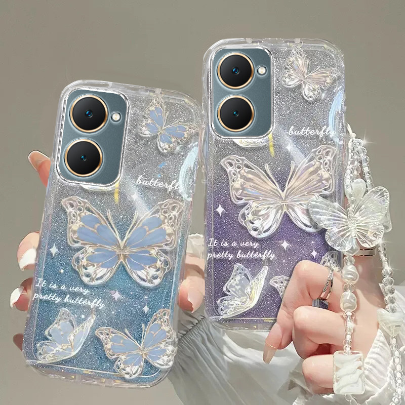 vivo Y36T手机壳Y3透明Y5s软Y7s套Y9s全包Y10防摔Y11潮Y30奢华Y31s高档Y32蝴蝶M+手链闪粉Y33男Y35女vivoY36T