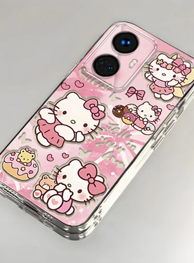 卡通kt猫realme真我10Pro+壳透明RMX3687全包防摔可爱套外壳